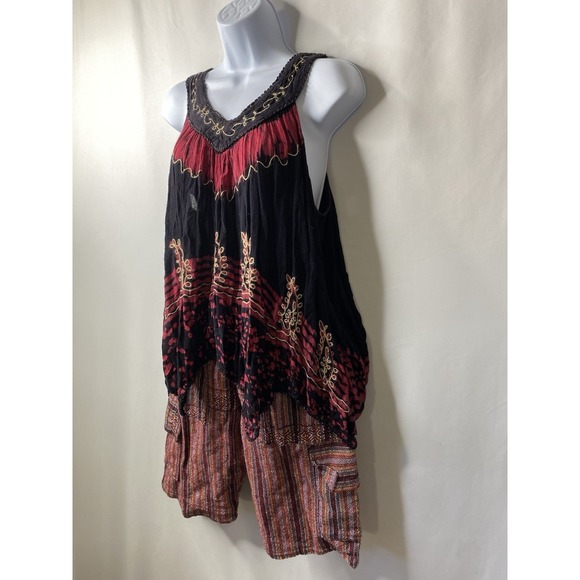 Bohemian Womens Outfit Free Size Shirt Small Shorts Hippie Festival Gypsy India - Picture 2 of 16